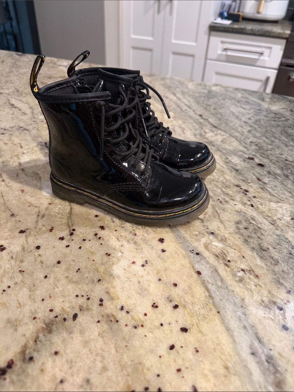 Dr. Martens Kids Black Patent Lace-Up Tactical Boots